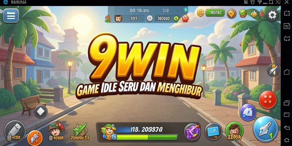 Screenshot dari gameplay <strong>9WIN</strong> yang menunjukkan kemajuan karakter dalam mode Idle.