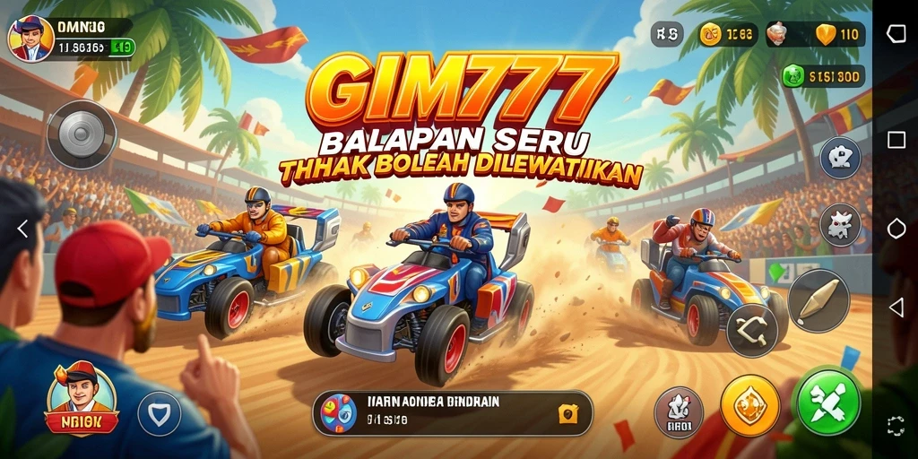 Screenshot GIM777 menampilkan aksi balapan yang seru dan mendebarkan.