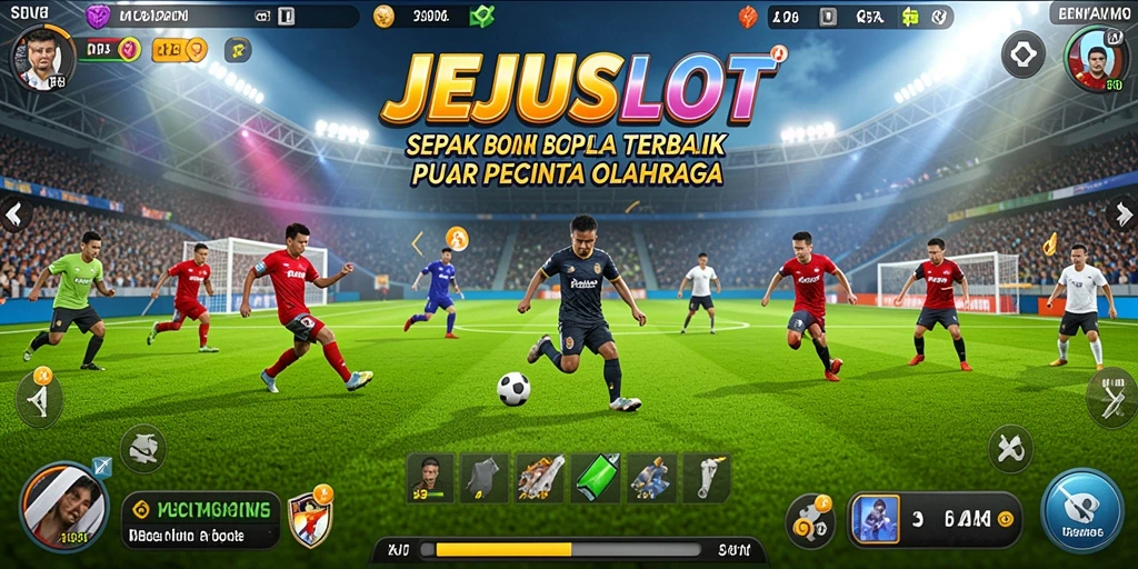 Tampilan gameplay JEJUSLOT yang mendebarkan di lapangan sepak bola.