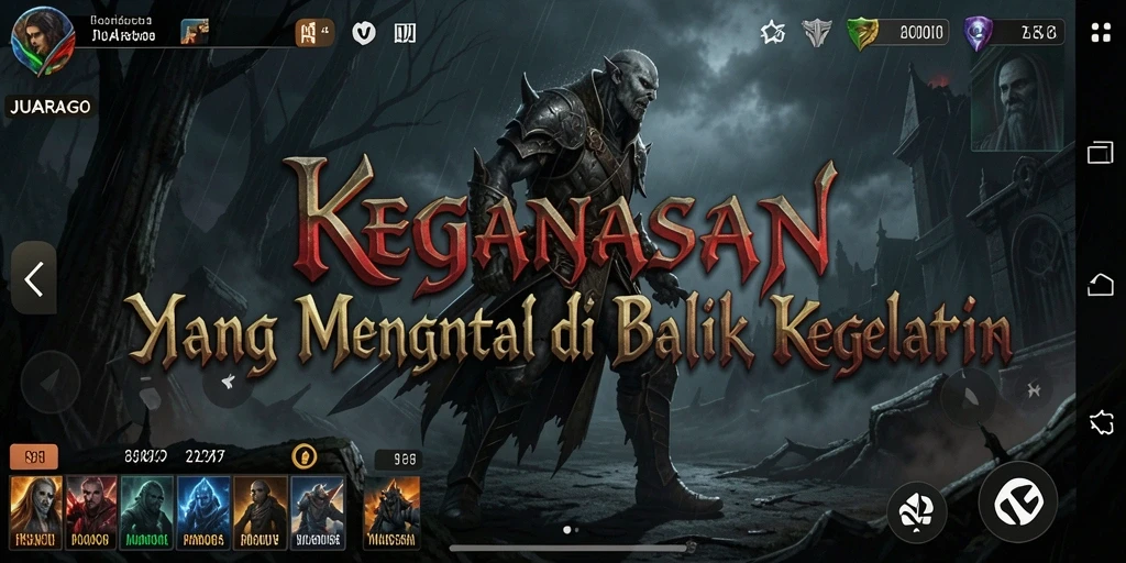 Tangkapan layar gameplay JUARAGO menunjukkan suasana horor yang menegangkan.