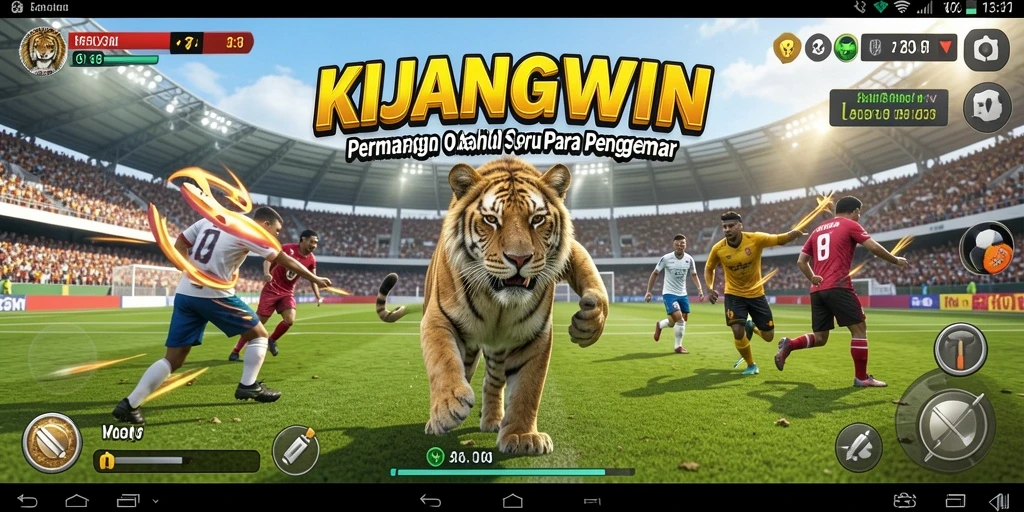 Tangkapan layar KIJANGWIN menampilkan aksi seru dalam permainan olahraga.