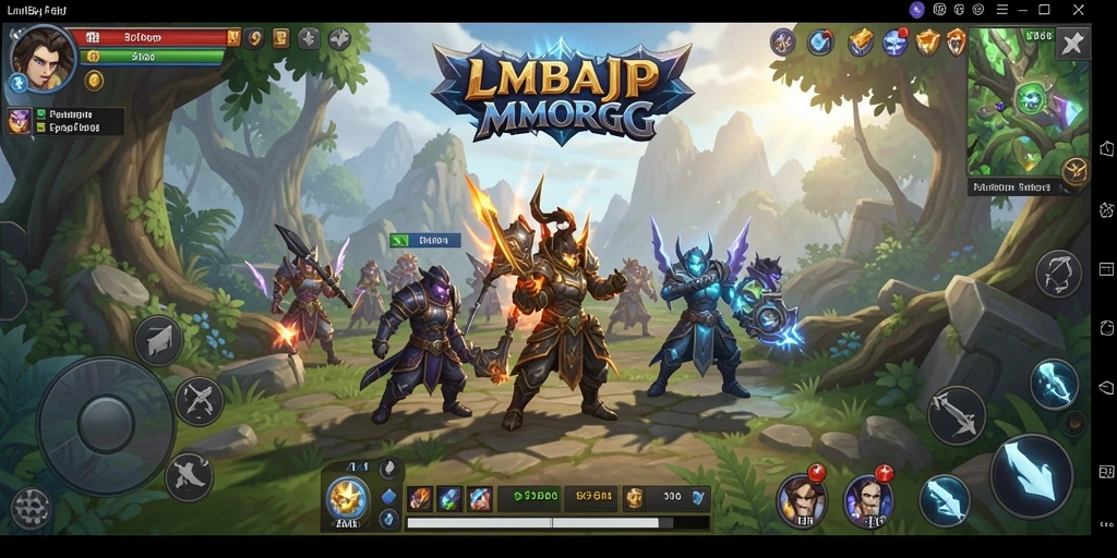 Screenshot gameplay menunjukkan pertempuran seru dalam dunia MMORPG.
