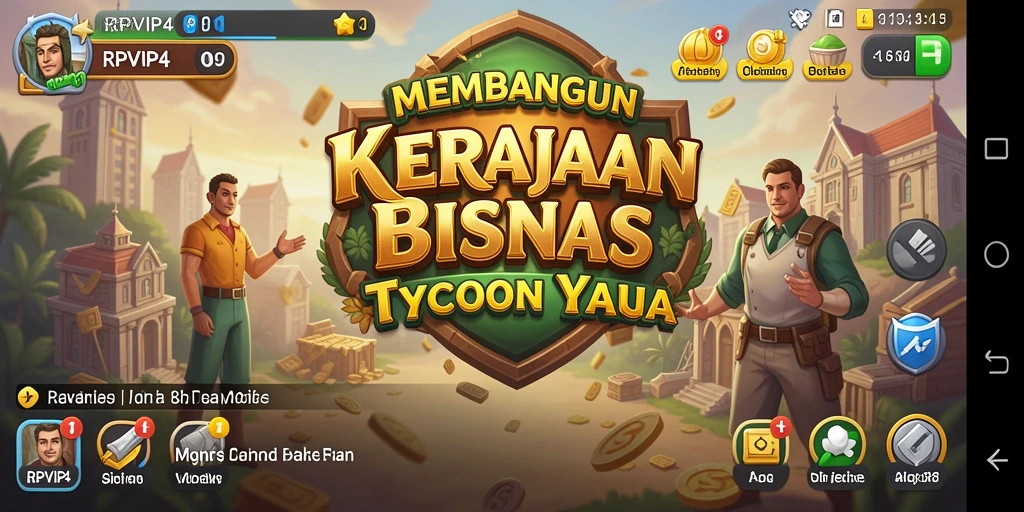 Screenshot RPVIP4 menampilkan aksi pembangunan bisnis yang dinamis.